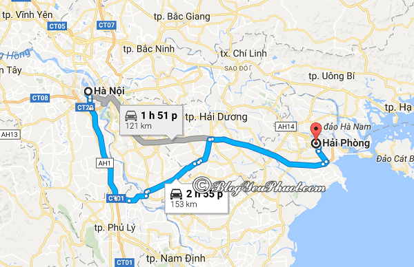 Bản đồ đường đi từ Hà Nội đến Hải Phòng: Hà Nội cách Hải Phòng bao nhiêu km, đi đường nào gần, nhanh nhất?