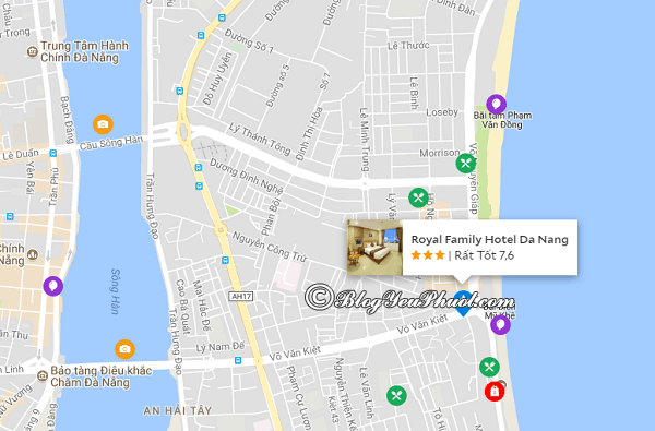 Vị trí của khách sạn Royal Family Đà Nẵng ở đâu, có gần biển không?